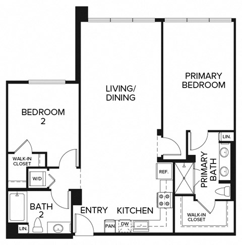 Floor plan for 2 beds, 2 baths, 1082 sqft