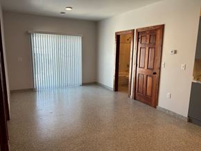 Mitchell apartment for rent - a living room with a window and a wooden door