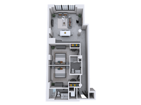 Floor plan for 2 beds, 2 baths, 1139 sqft