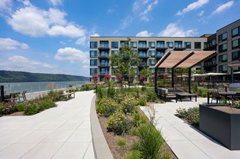 Modern building with a walkway