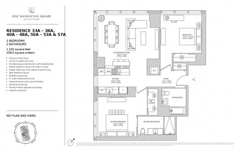 Floor plan for 1 bed, 1 bath, 1163 sqft