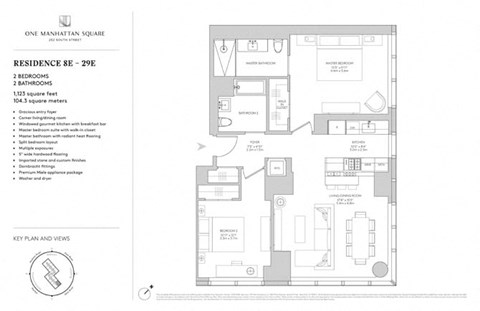 Floor plan for 1 bed, 1 bath, 1123 sqft