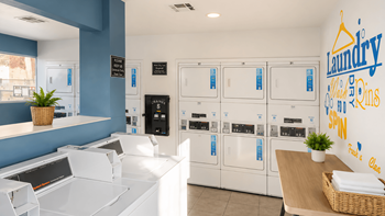 Community laundry room with coin operated machines