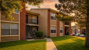 El Paso apartment for rent - Two story apartment building with exterior staircase at Las Lomas Apartments, El Paso, TX