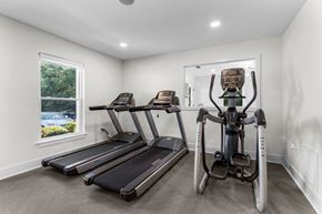Raleigh apartment for rent - gym with treadmills at Rosen at North Hills, North Carolina, 27609