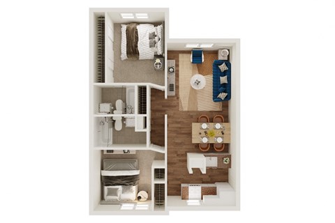 Floor plan for 2 beds, 2 baths, 928 sqft