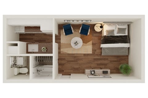 Floor plan for studio, 1 bath, 465 sqft