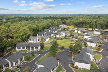 An aerial view of a neighborhood