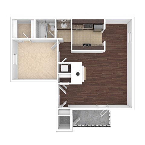 Floor plan for 1 bed, 1 bath, 800 sqft