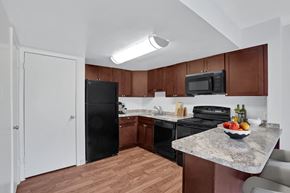 Glen Burnie apartment for rent - Kitchen, Renovated, Wood Cabinets, Virtually Staged