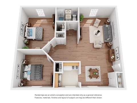 Floor plan for 2 beds, 1 bath, 810 sqft