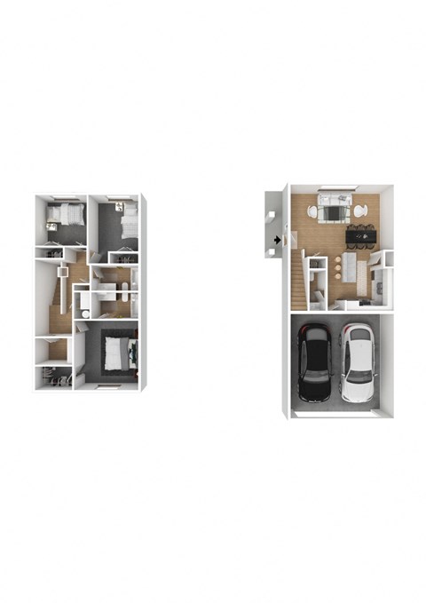 Floor plan for 3 beds, 2.5 baths, 1386 sqft