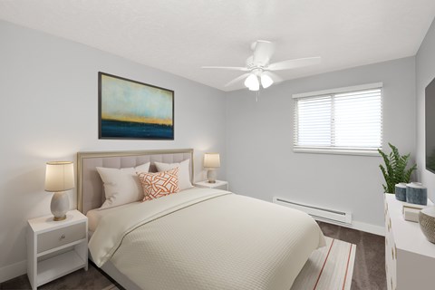 Floor plan for 3 beds, 2 baths, 975 sqft