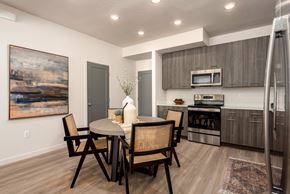 St. George townhouse for rent - A modern dining room with a table set for two.