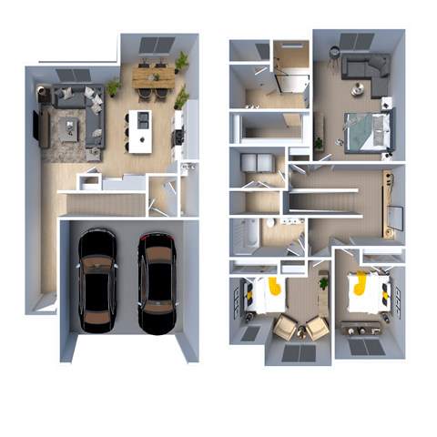 Floor plan for 3 beds, 2.5 baths, 1754 sqft