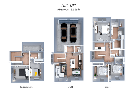 Floor plan for 5 beds, 3.5 baths, 2175 sqft