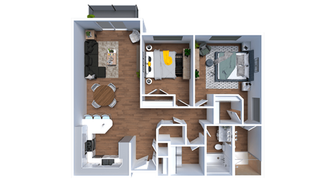 Floor plan for 2 beds, 2 baths, 1084 sqft