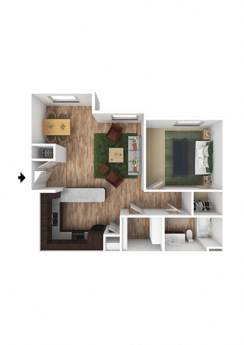 Floor plan for 1 bed, 1 bath, 815 sqft