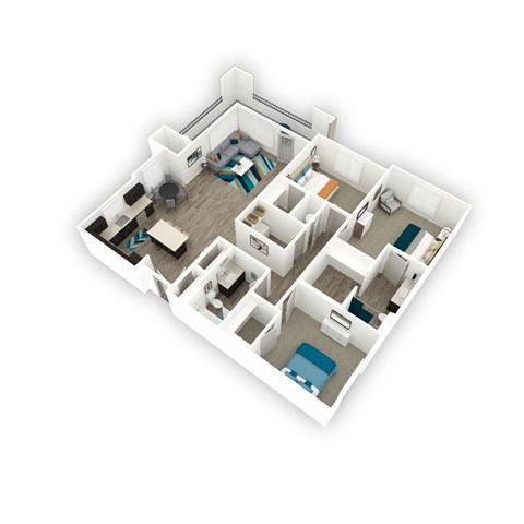 Floor plan for 3 beds, 2 baths, 1500 sqft