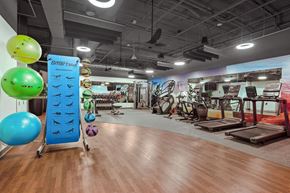 Salt Lake City apartment for rent - A gym with a variety of equipment and exercise balls.