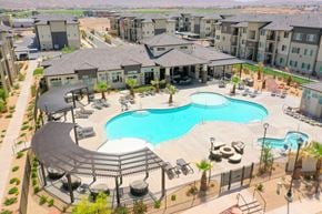 St. George apartment for rent - an aerial view of a large swimming pool at Brookfield apartments in Saint George, Utah.