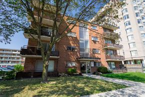 Hamilton apartment for rent - A tree in front of a red brick building.
