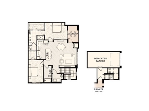 Floor plan for 2 beds, 2 baths, 1311 sqft