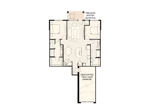 Floor plan for 2 beds, 2 baths, 1208 sqft