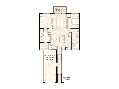 Floor plan for 2 beds, 2 baths, 1198 sqft