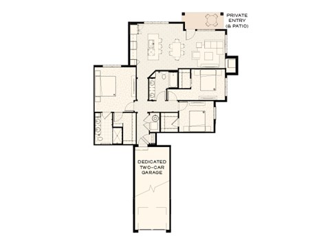 Floor plan for 3 beds, 2 baths, 1400 sqft