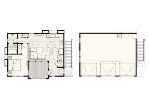 Floor plan for 1 bed, 1 bath, 691 sqft