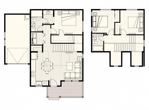 Floor plan for 3 beds, 2 baths, 1190 sqft