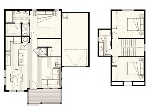 Floor plan for 3 beds, 2 baths, 1190 sqft