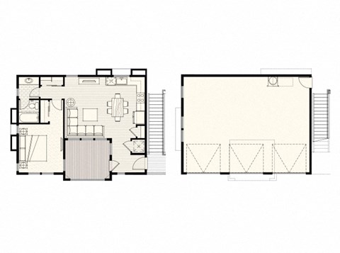Floor plan for 1 bed, 1 bath, 691 sqft