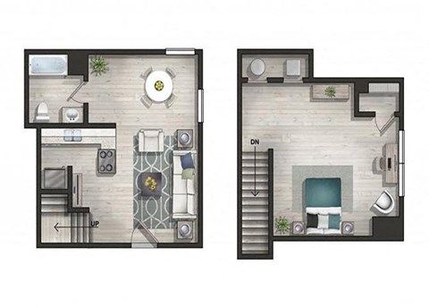 Floor plan for 1 bed, 1 bath, 750 sqft