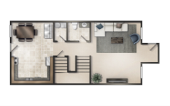 Floor plan for 2 beds, 1.5 baths, 985 sqft