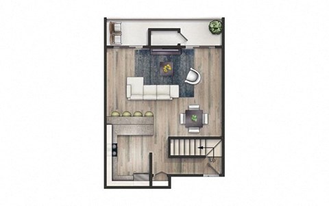 Floor plan for 2 beds, 1 bath, 1035 sqft