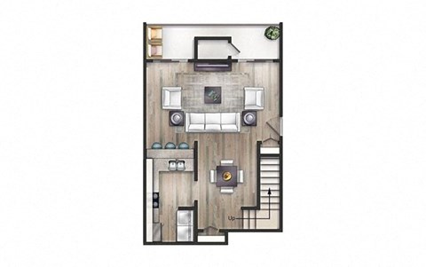 Floor plan for 1 bed, 1 bath, 800 sqft