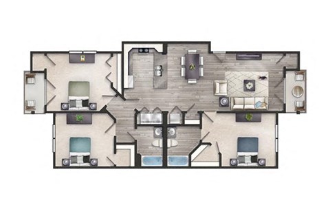 Floor plan for 3 beds, 2 baths, 1430 sqft