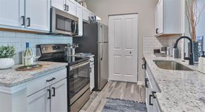 Greenville apartment for rent - a kitchen with a stove refrigerator and sink