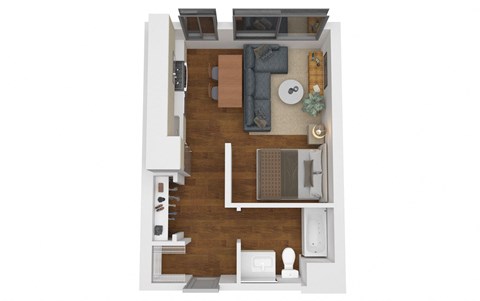Floor plan for studio, 1 bath, 475 sqft