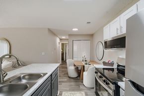 Canal Winchester apartment for rent - A modern kitchen with a stainless steel sink and oven.