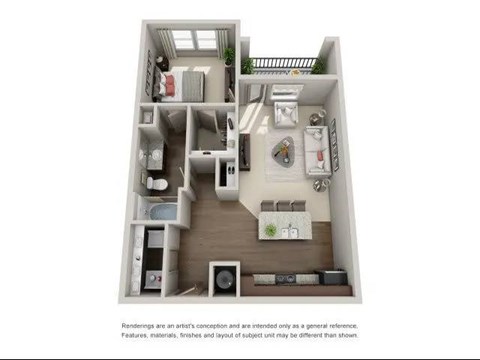 Floor plan for 1 bed, 1 bath, 790 sqft