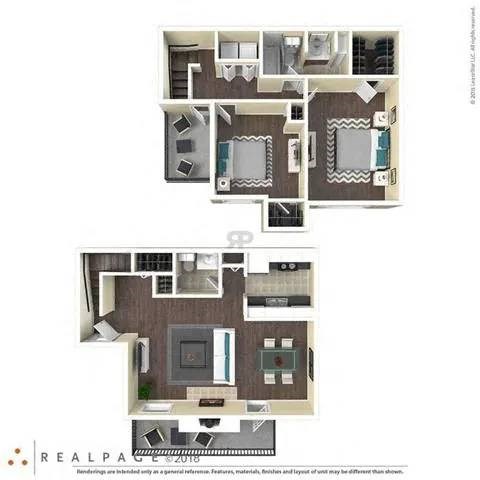 Floor plan for 2 beds, 1.5 baths, 1204 sqft
