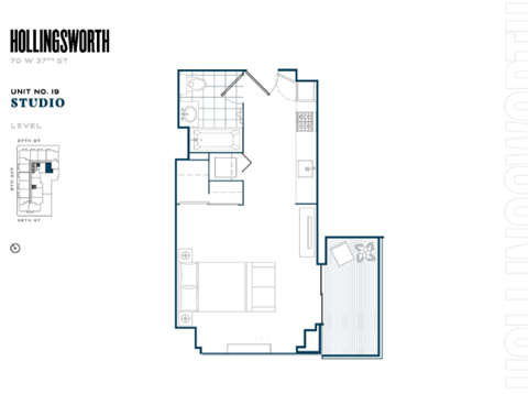 Floor plan for studio, 1 bath, 481 sqft