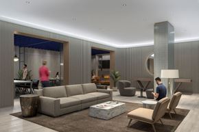 New York apartment for rent - a rendering of a living room with people in it