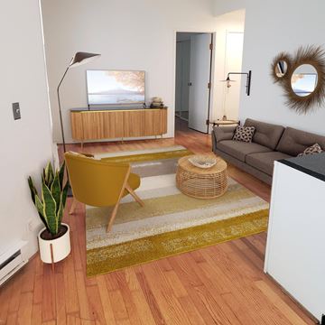 Portland apartment for rent - a living room with a couch and a rug