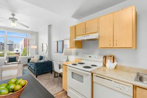 Portland apartment for rent - White Kitchen Appliances at Pacific Tower Apartments, Oregon