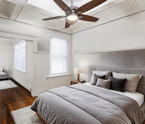 Portland apartment for rent - Bedroom with ceiling fan at Midtown Apartments, Oregon, 97209