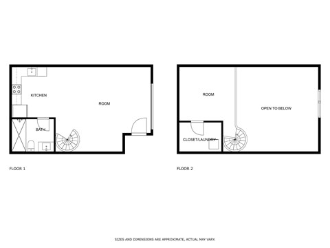 Floor plan for 1 bed, 1 bath, 777 sqft